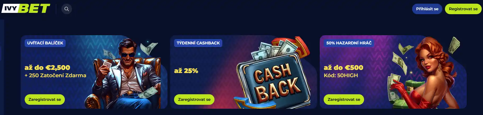 Aktuální bonusová sekce Ivybet v české lokalizaci