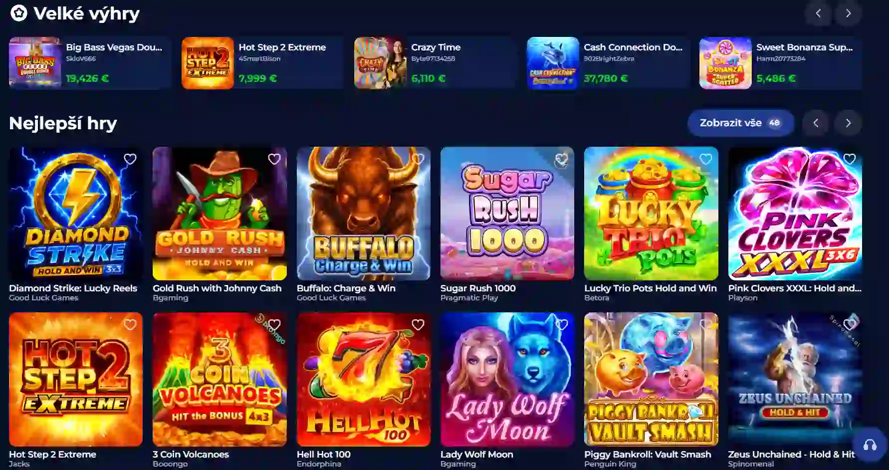 Herní lobby Ivybet s kategoriemi her, vyhledáváním a poskytovateli